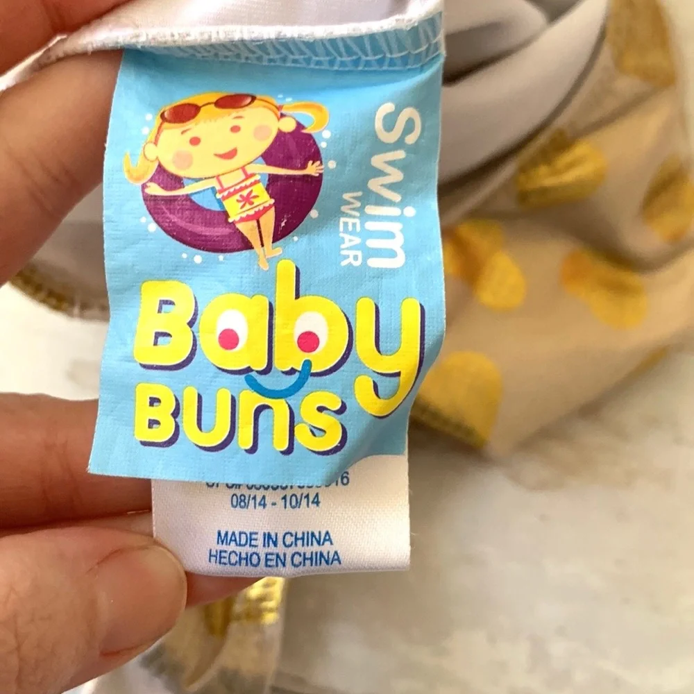 Girls 3T Swimsuit One Piece Baby Buns Brand Size 3 Gold Hearts Toddler Swim